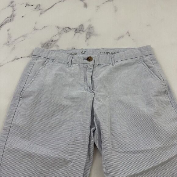 Khakis By Gap Womens Broken In Straight Leg Pant Size 2 Blue White Micro Stripe - Picture 2 of 8